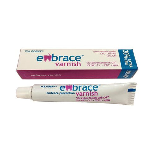 Pulpdent FVT Embrace Dental Varnish Fluoride CXP Tube 5% Bubblegum 12 mL Pulpdent FVT Embrace Dental Varnish Fluoride CXP Tube 5% Bubblegum 12 mL